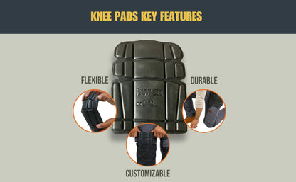Tradies Black Kneepad Inserts for Tactical Work Pants