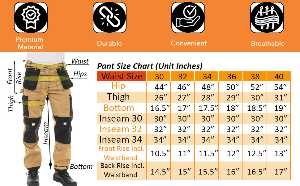 Tradies ProTech Utility Work Pants With Knee Pads & Built-in Multi-Use Pockets